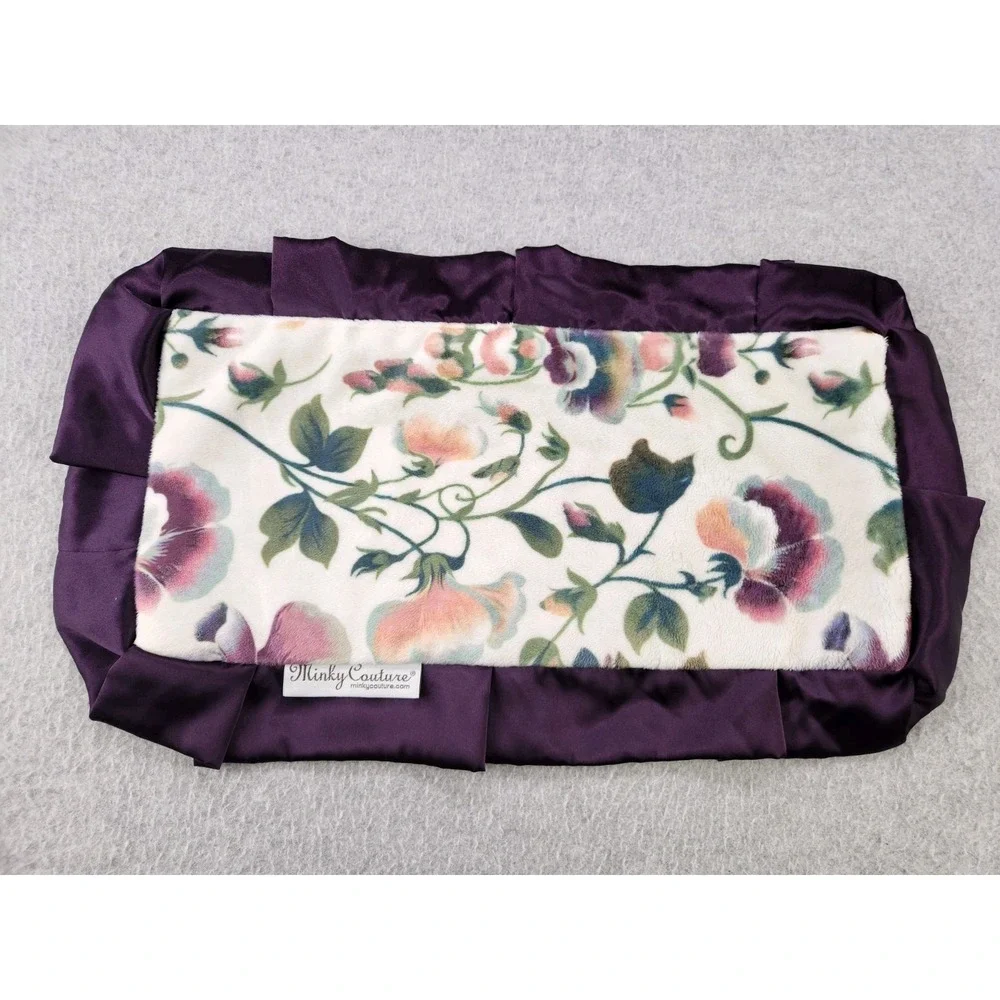 Minky Couture‎ Ultra Plush Mini Baby Security Blanket Purple Satin Trim 20